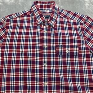 Vineyard Vines Patriotic Shirt Mens M‎ Red Blue Plaid Collegiate Fit Long Sleeve